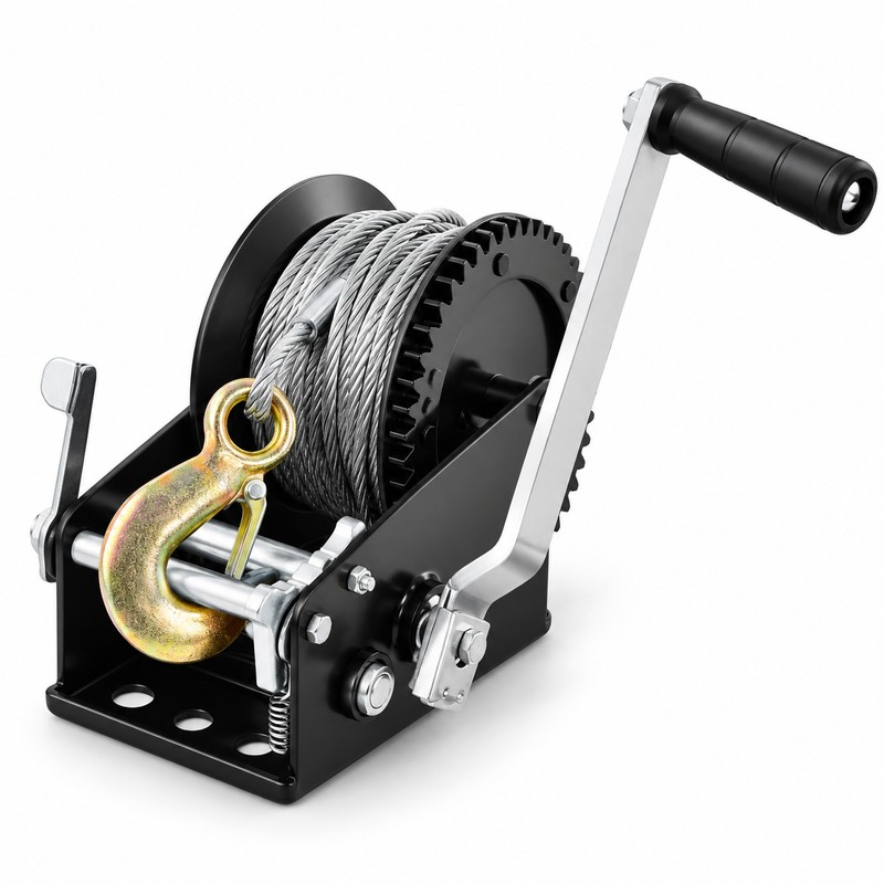 Manual Hand Crank Winch with 33 ft Steel Cable, 800/3500