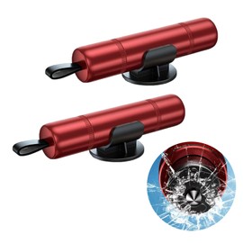Pack of 2 Emergency Hammer Car with 2 Holders - 2-in-1 Emergency Hammer Car with Seat Belt Cutter for Safety, Car Safety Hammer, Red
