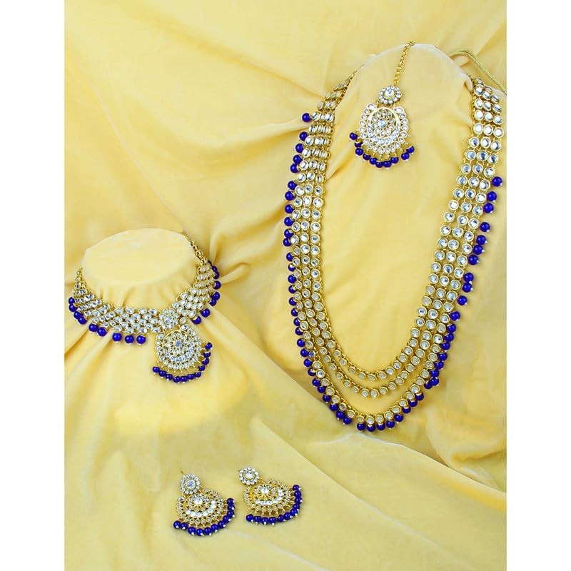 Aheli Boda India Kundan Beaded Heavy Bridal Long Gargantilla Collar