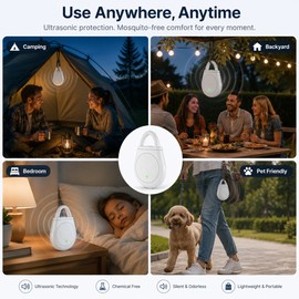 Portable Ultrasonic Mosquito Repellent Device – Rechargeable Wearable Pest Deterrent for Camping & Home