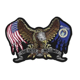 Air Force Eagle Patch 5" | "The Skys No Limit US Flag Military Support Our Troops | Small Embroidered Iron On - by Nixon Thread Co.