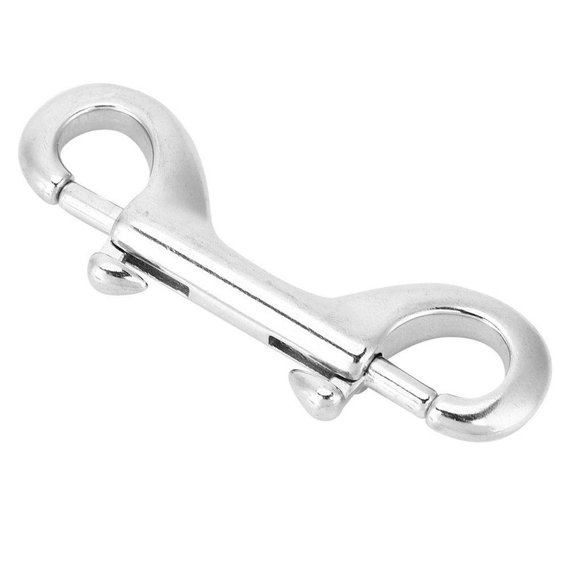 Double Carabiner, Double-Sided Carabiner Hook, Silver Durable Stainless Steel, Double-Sided