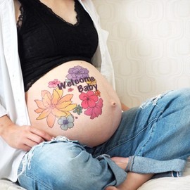 Tuzuru Pregnancy Belly Stickers - Cute Baby Bump Tattoo Stickers for Baby Showers & Maternity Gifts (ZH)
