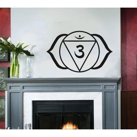 Wall Vinyl Decals Third Eye Chakra Religion Faith Symbol Om Yoga Indian Buddhism Buddha Sticker Art Home Modern Stylish Interior Decor for Any Room Housewares Murals Design Window Graphic Bedroom Living Room (5267)
