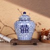 Handmade Blue and White Porcelain Ginger Jar 9.53"H-Chinoiserie Decorative Jar