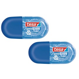 tesa ecoLogo Mini Correction Roller, Small and Ergonomic, 6 m x 5 mm, Pack of 2 (Blue)