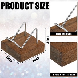 Reallnaive 4 Pcs Rock Display Stand Metal Arms Crystal Display with Wooden Pedestal Base Decorative Easel Stand Holder Mineral Crystal for Gemstone Decor Collectibles