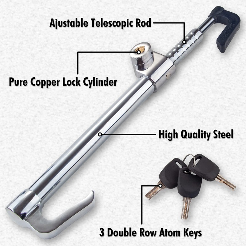 CARTMAN Steering Wheel Lock Bar Heavy Duty Anti Theft Security