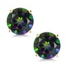 Gem Stone King 14K Yellow Gold Green Mystic Topaz Stud