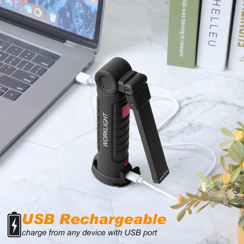 Mudder 6 Pcs Rechargeable LED Work Light with Magnetic Base
