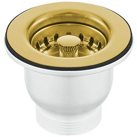 Taps2Traps™ 85mm Polished Gold Belfast Kitchen Sink Basket Strainer Waste - Fits 60mm Hole