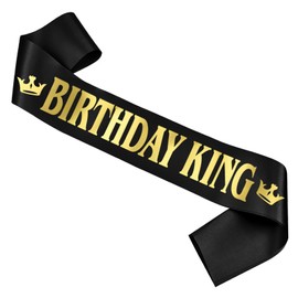 KETAOO Birthday King Sash, Gold Foil Letter Black Birthday Sash for Men 16th 18th 21st 30th 40th 50th 60th Fun Birthday Party Decorations Favors