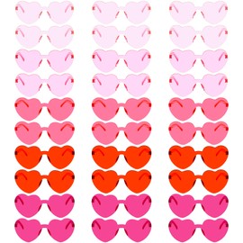 Fengek 30 Pcs Heart Shape Sunglasses Frameless Transparent Glasses Party Favors for Girls, Women, Multicolor 2