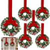 6 Pcs 9.5 Inch Small Christmas Wreath Mini Christmas Cabinet
