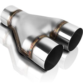 Mupera Universal 3 Inch Exhaust Y Pipe, Stainless Steel 3" Single to 3" Dual Exhaust Adapter Connector, 10 Inch Long Diesel Y-Pipe, Weld-on