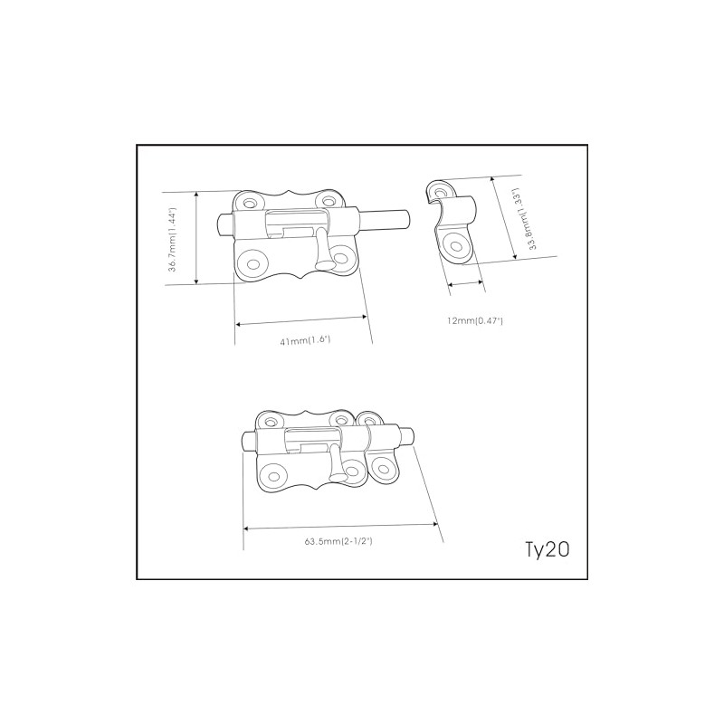 QCAA Deco Durable Steel Sliding Barrel Bolt, 2-1/2'', Brass Plated,