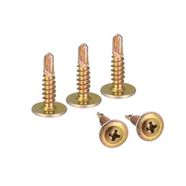 sourcing map Pack of 200 Self-Tapping Phillips Screws #8 x 5/8 Inch Carbon Steel Self Drilling Tapping Screws Golden Tone