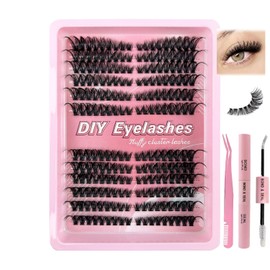 Cluster Lashes Lash Extension D Curl 50D 216Pcs Lash Clusters Individual Lashes Soft DIY Eyelash Extensions Mixed Tray Eyelash Clusters Easy Diy Lash Natural Look (50D-0.07D,8-16mm)