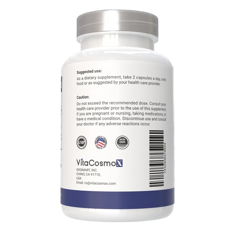 VitaCosmoX Diosmin Hesperidin 1200 mg Complex, 180 Capsules, Citrus Bioflavonoids