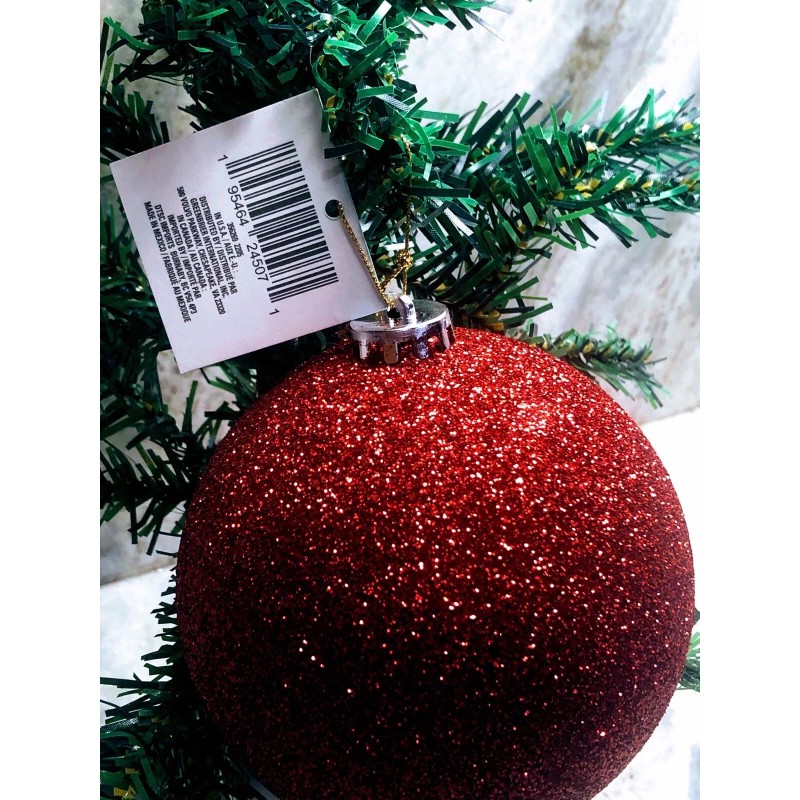 BALL Ship N 24 Hours. New-Christmas Glittered Red Glass Ball