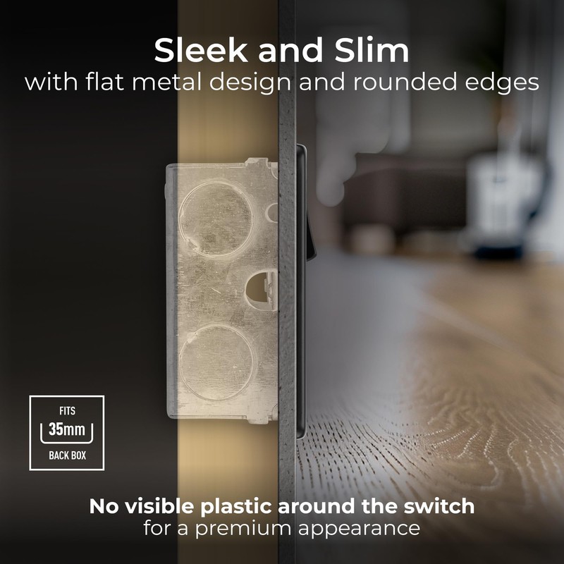 BG Electrical Single Switched Power Socket, 13A, Matt Black