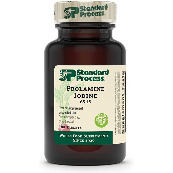 Standard Process Prolamine Iodine - Thyroid Support with Prolamine Iodine, Calcium Lactate, Iodine, Calcium, and Magnesium Citrate - 180 Tablets