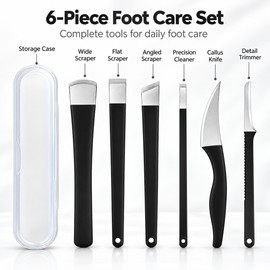 6-Piece Stainless Steel Foot Care Tool Set – Manual Callus Remover, Foot File & Toenail Trimming Tools for Pedicure and Dead Skin Care
