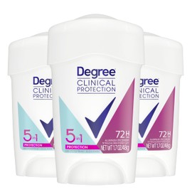 Degree Degree Clinical Protection Antiperspirant Deodorant 5-in-1, Pack of 3, 72-Hour Sweat & Odor Protection 1.7 oz