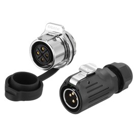 MECCANIXITY LP24 4 Pin Waterproof Connector, IP68 Circular Connectors Male Female Aviation Plug Fast Locking, M24 Wire Plug Flange Socket for Outdoor Electrical (500V, 25A)