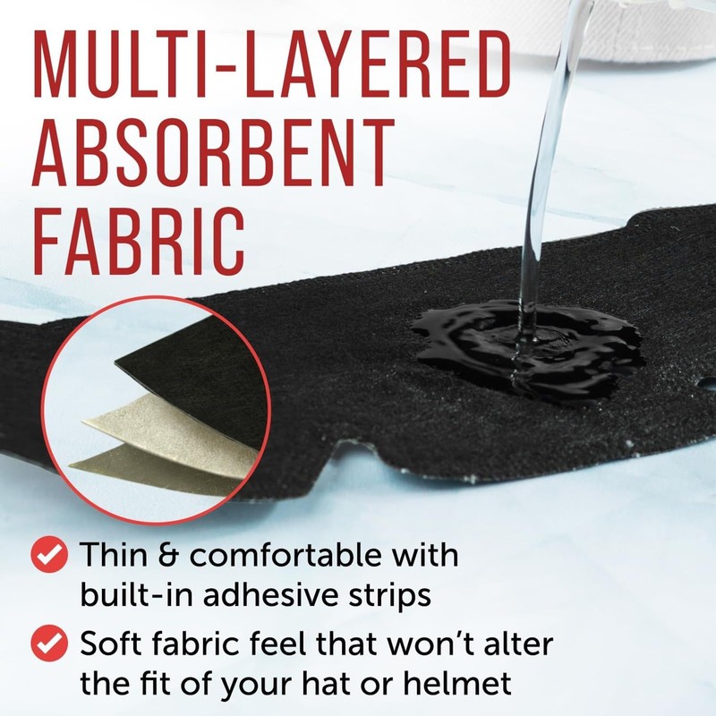 Maplefield Ultra Absorbent 3-Layer Disposable Hat & Helmet Sweat Liner