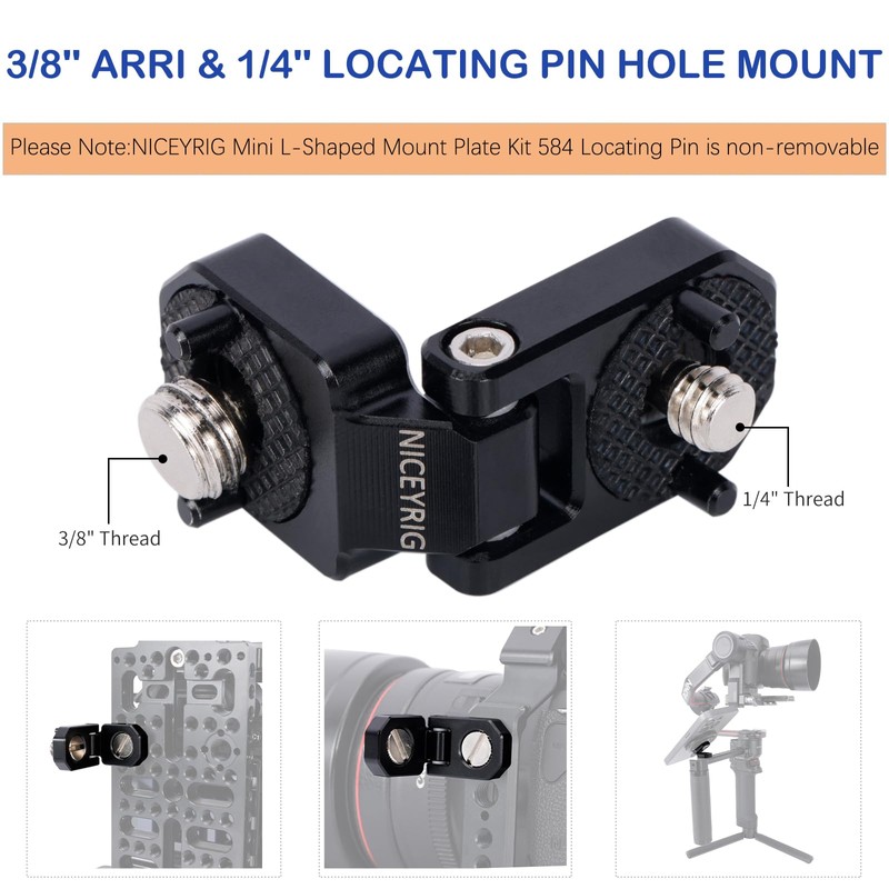 NICEYRIG Mini Right-Angle Plate L-shaped Mounting Bracket up to 180°