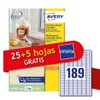Avery Italia 25 + 5 Extra Sheets 25.4 x 10