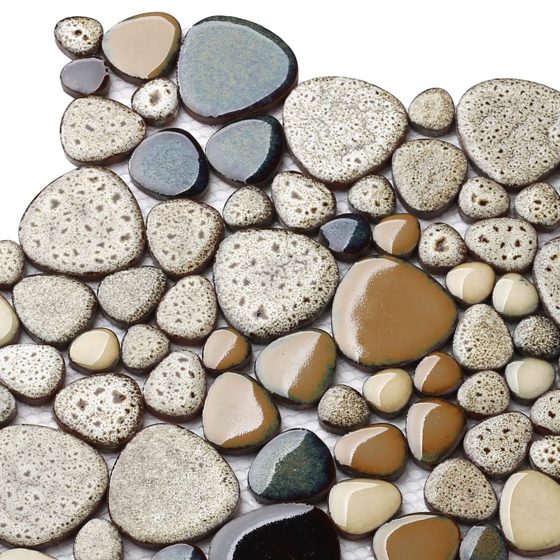 Parrotile Pebble Shower Floor Tile Bathroom Beige Wall Backsplash Mosaic