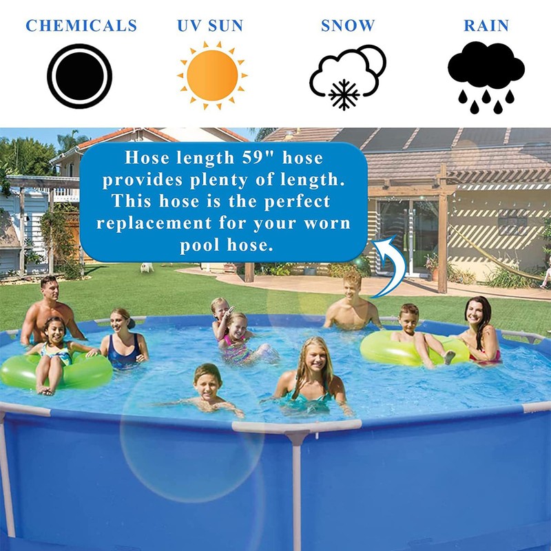 1.5in Diameter 59in Long Accessory Pool Pump Replacement Hose Filter