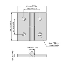 Tgoon 2PCS Bisagras abatibles, Bisagra Plegable Aluminio Grueso 4mm Buje Resina Antipolvo para Mueble Puerta Gabinete Ventana Herraje