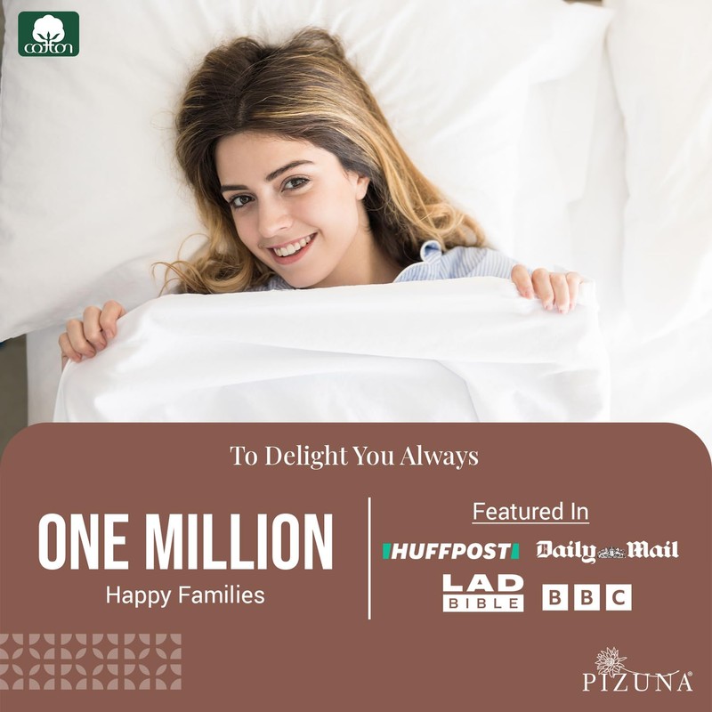 Pizuna 100% Cotton Single Flat Sheet White, 400 Thread Count