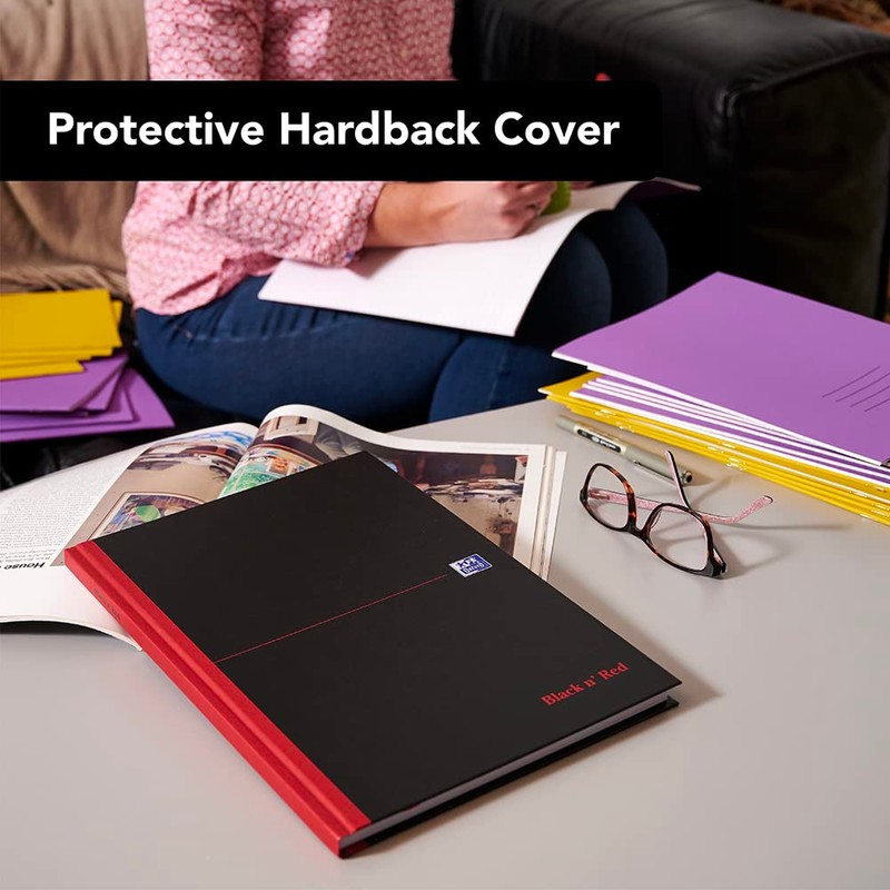 Oxford Black N' Red A6 Casebound Hardback Notebook - Black
