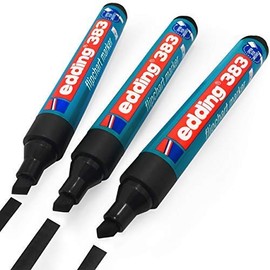 Edding 383 Flipchart Markers 1-5mm Chisel Tip Black (Pack of 3)