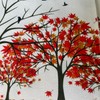 WAZAIGUR Fall Placemats, Maple Trees Fallen Leaves and Birds, Heat-Insulated