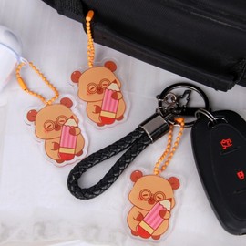 Capybara Acrylic Keychain Charm with Dog Tag Chain Pencil 10ea