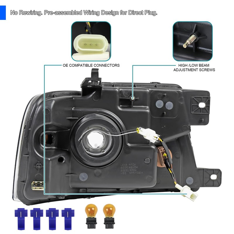 Spec-D Tuning Smoke Headlights with LED Bar Compatible with 2004-2008
