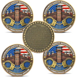 ASmileIndeep Thin Gray Line Coin - U.S. Correctional Officer Challenge Coins Honor Correctional Officers Gray Prison Police Coin Law Enforcement Coins Appreciation Commemorative Gifts (5 PCS)