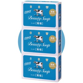 Cow Brand Soap Blue Box Bath Size 130g 3-Pack Solid Soap monomoshop Original Logo Package H