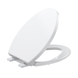 Elongated Slow Close Toilet Seat - Quiet Close Lid, Quick Release, Easy Install, Non-Slip Bumpers, White Bathroom Toilet Seat Cover - Easy Clean, Soft Close