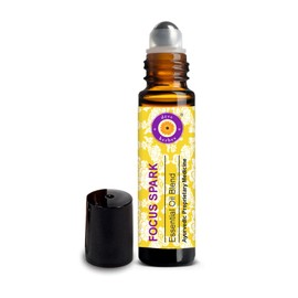 déve herbes Focus Spark - Aromatherapy Essential Oil Blend of Grapefruit, Palmarosa, Fennel Seed, Frankincense, Geranium & Mandarin Essential Oils 10ml (Roll-On)