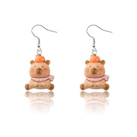 Cute Capybara Earrings Capybara Lover Gift Capybara Stuff Capybara Jewelry Australian Animal Merch (cute capybara earring orange)