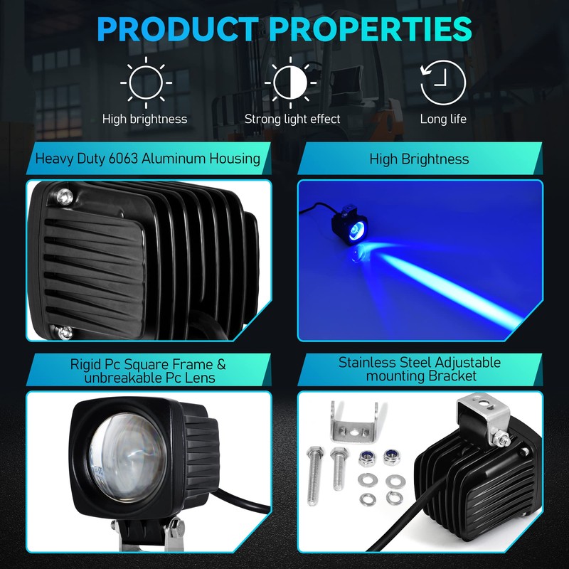 eTzone New Dynamic Forklift Lights Blue Forklift Spotlight Warehouse Pedestrian