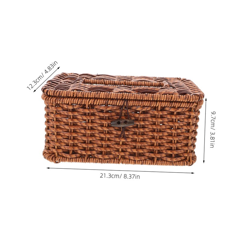GLEAVI Handwoven Plastic Tissue Box Cover Rectangular Fake Rattan Tissue