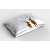 Ambesonne Christmas Pillow Sham Set of 2, Reindeers at Noel