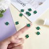 LiQunSweet 100 Pcs Enamel Green Leaf Clover Charms LightGold Shamrock